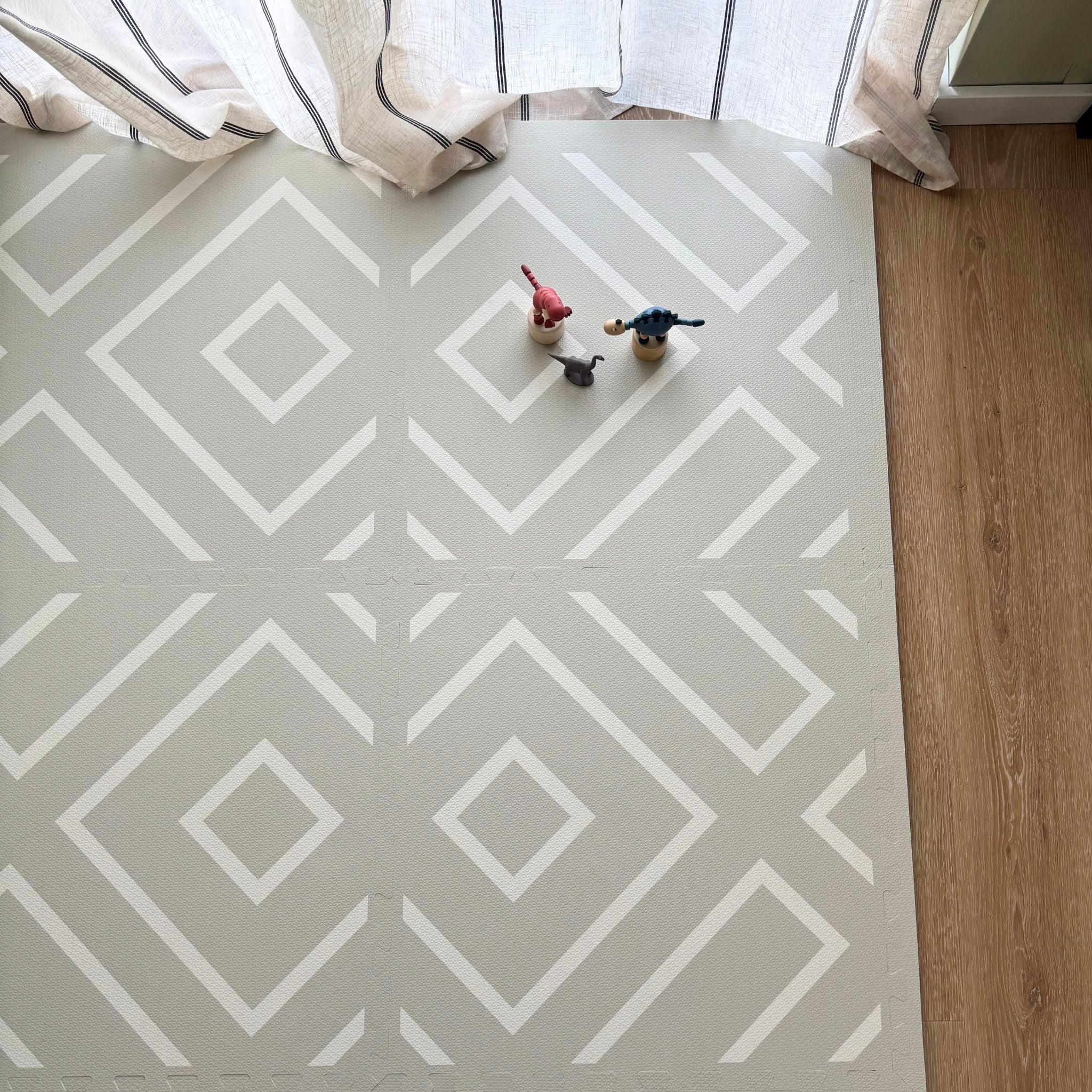 Speelmat baby foam Modern Blocks Sage van Eeveve met subtiele groentinten, stijlvolle puzzelmat voor een natuurlijke uitstraling