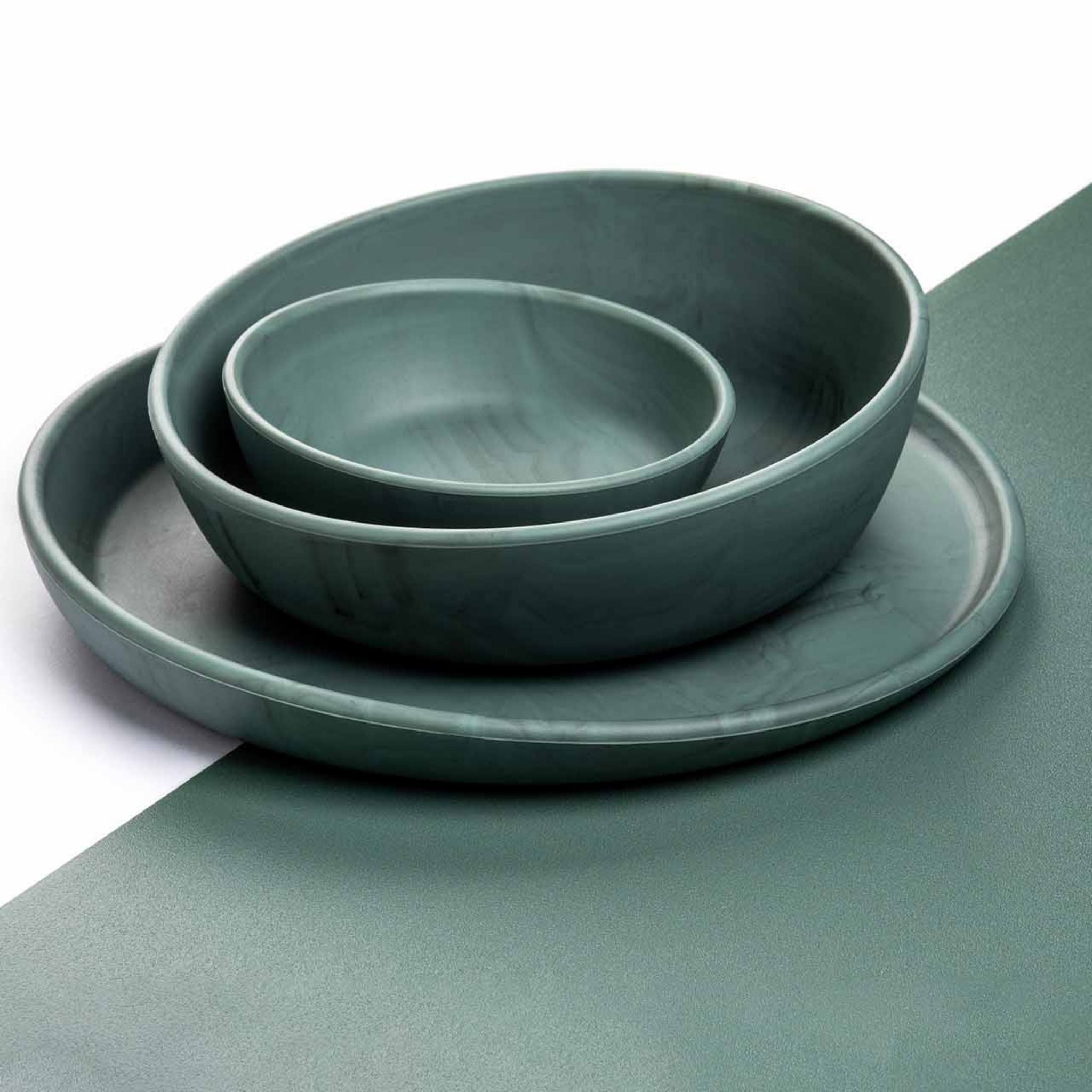 servies set marmer look groen